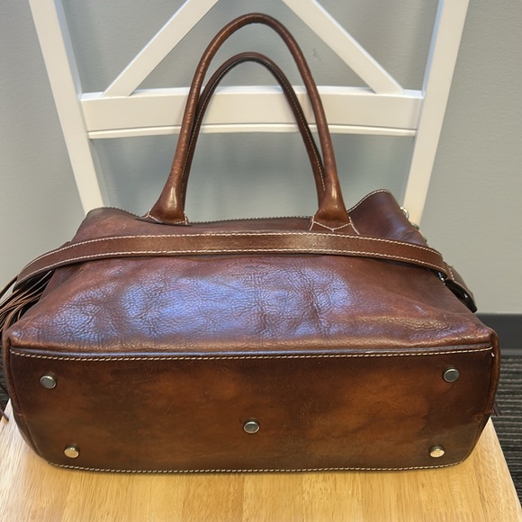 Lux Cavalcanti Genuine Brown Leather Crossbody Purse with Tassels Made in Italy - Picture 9 of 13